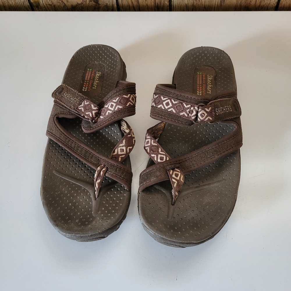 Skechers Women’s 9 Brown Outdoor Lifestyle Reggae Trail Sandal Boho  Hike Shoes